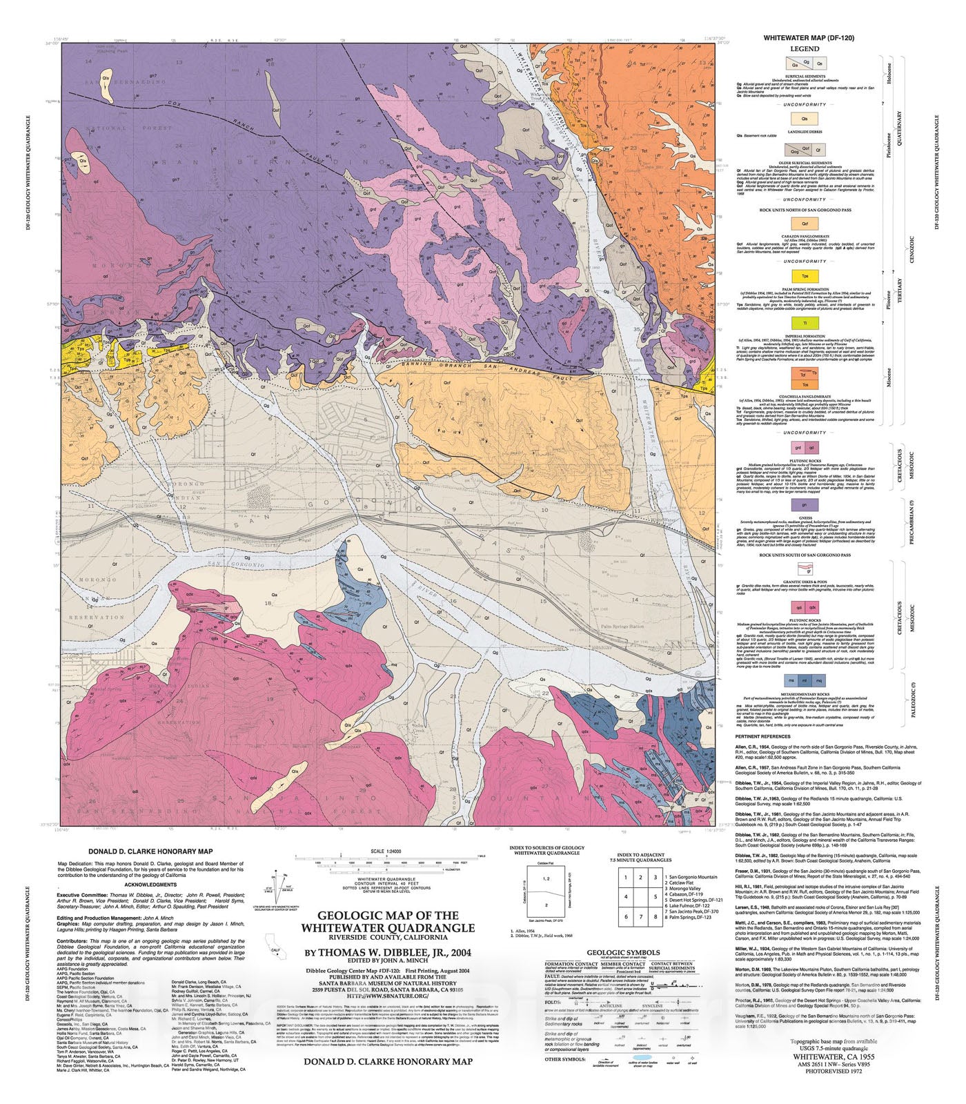 Map : Geologic map of the Whitewater quadrangle, Riverside County, California, 2004 Cartography Wall Art :