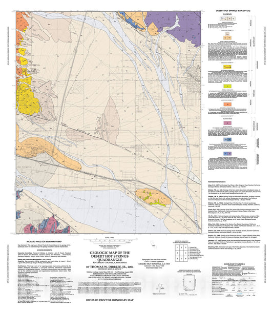 Map : Geologic map of the Desert Hot Springs quadrangle, Riverside County, California, 2004 Cartography Wall Art :