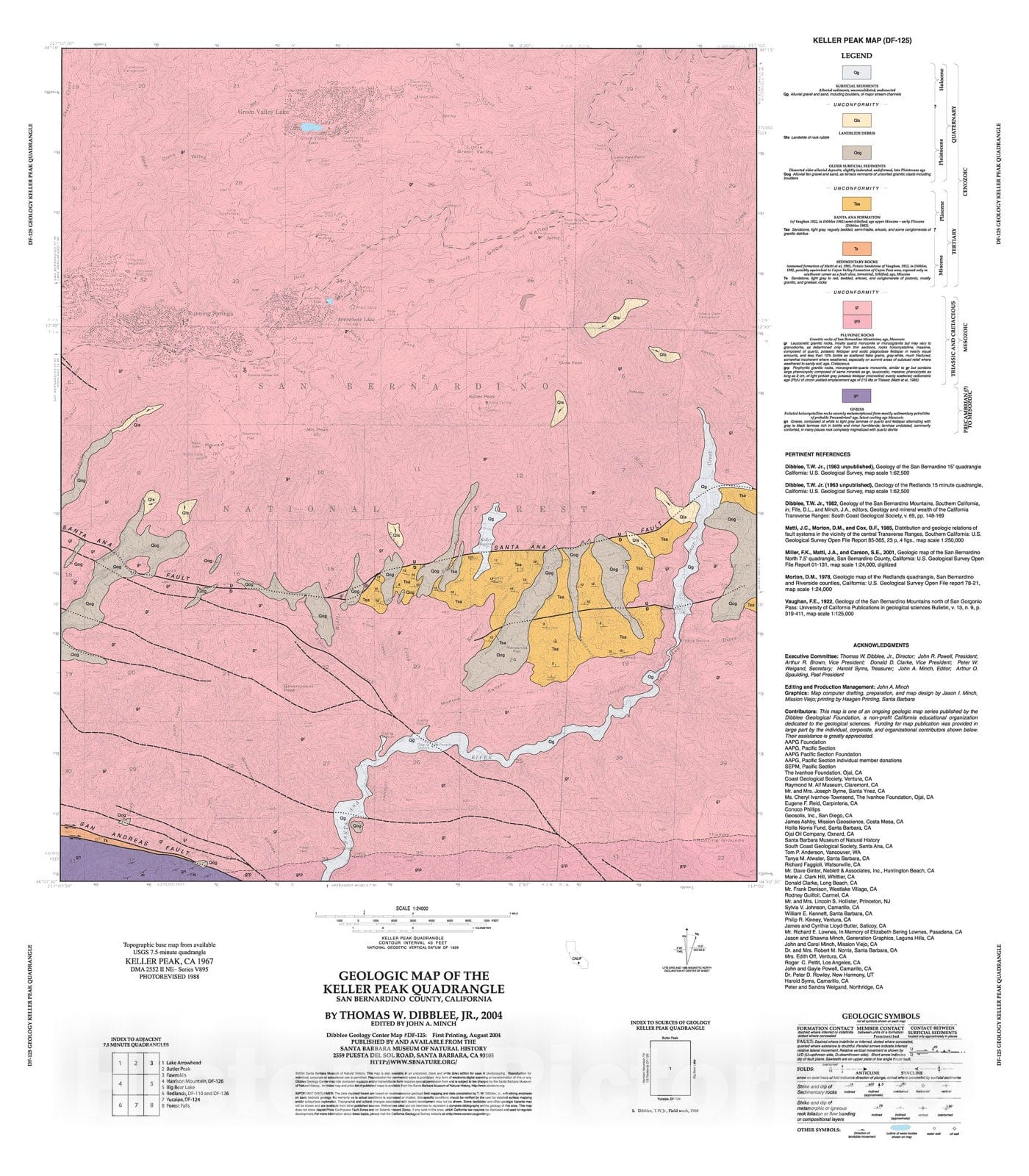 Map : Geologic map of the Keller Peak quadrangle, Riverside County, California, 2004 Cartography Wall Art :