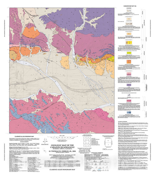 Map : Geologic map of the Cabazon quadrangle, Riverside County, California, 2004 Cartography Wall Art :