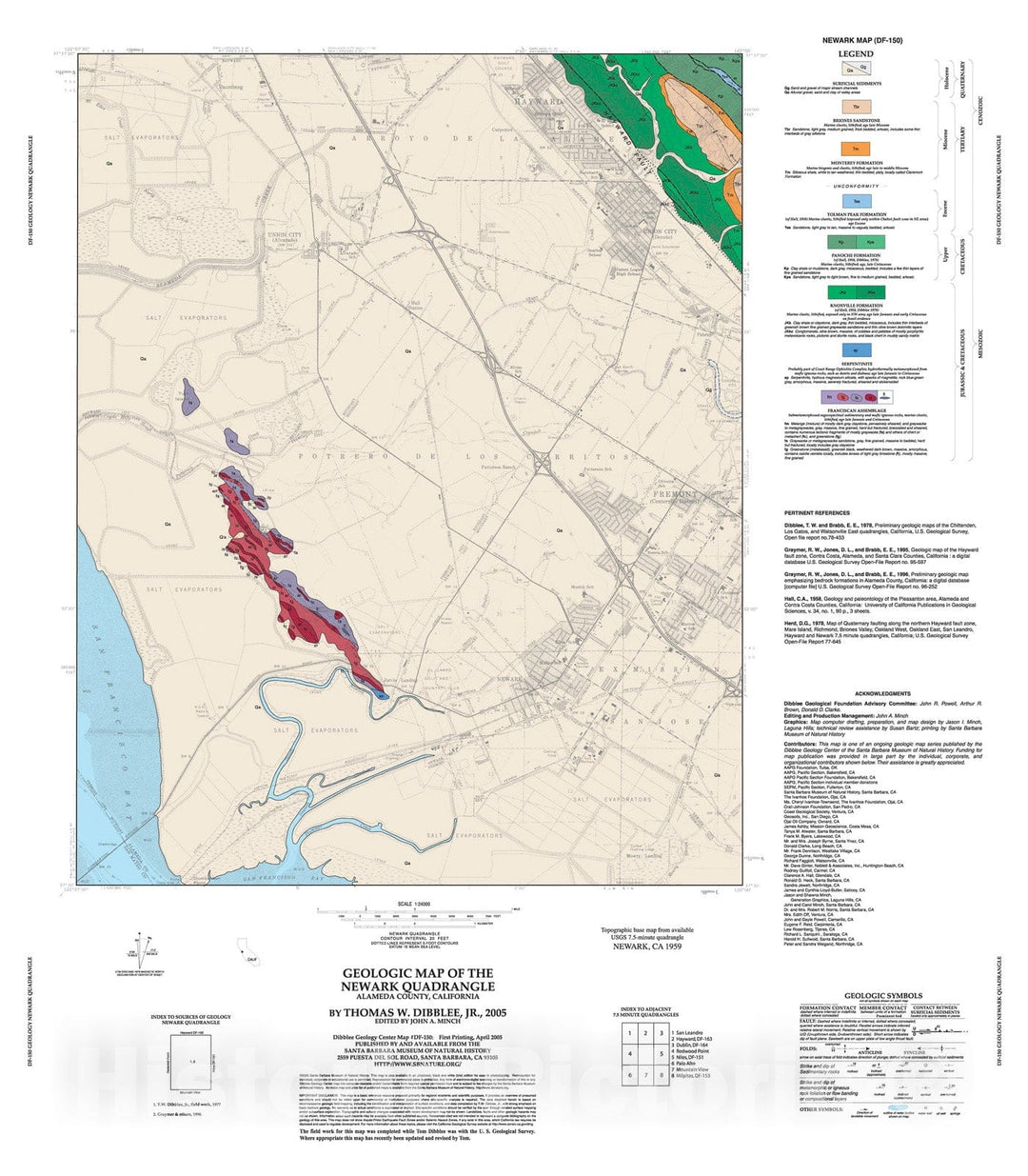 Map : Geologic map of the Newark quadrangle, Alameda County, California, 2005 Cartography Wall Art :