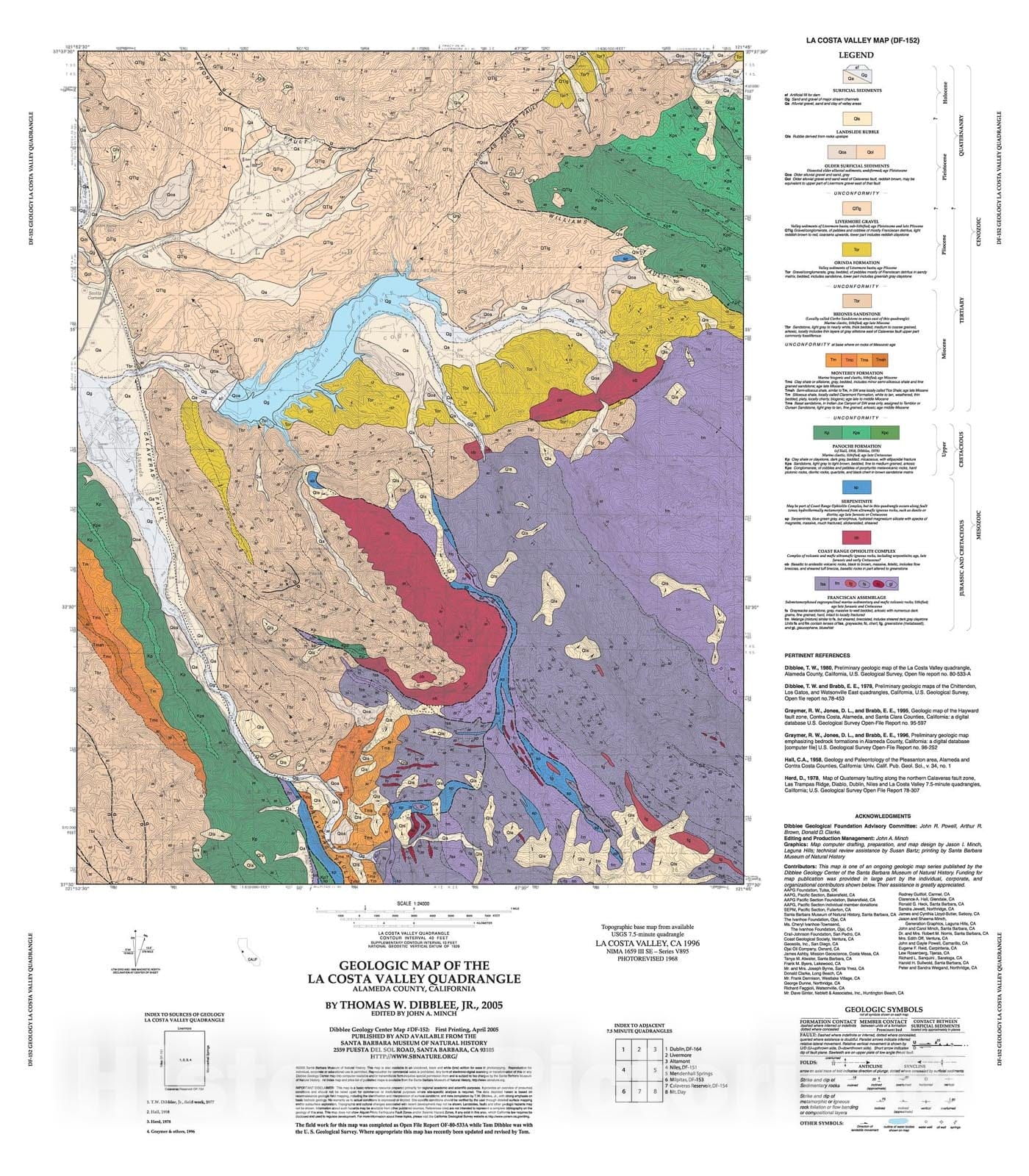 Map : Geologic map of the La Costa Valley quadrangle, Alameda County, California, 2005 Cartography Wall Art :