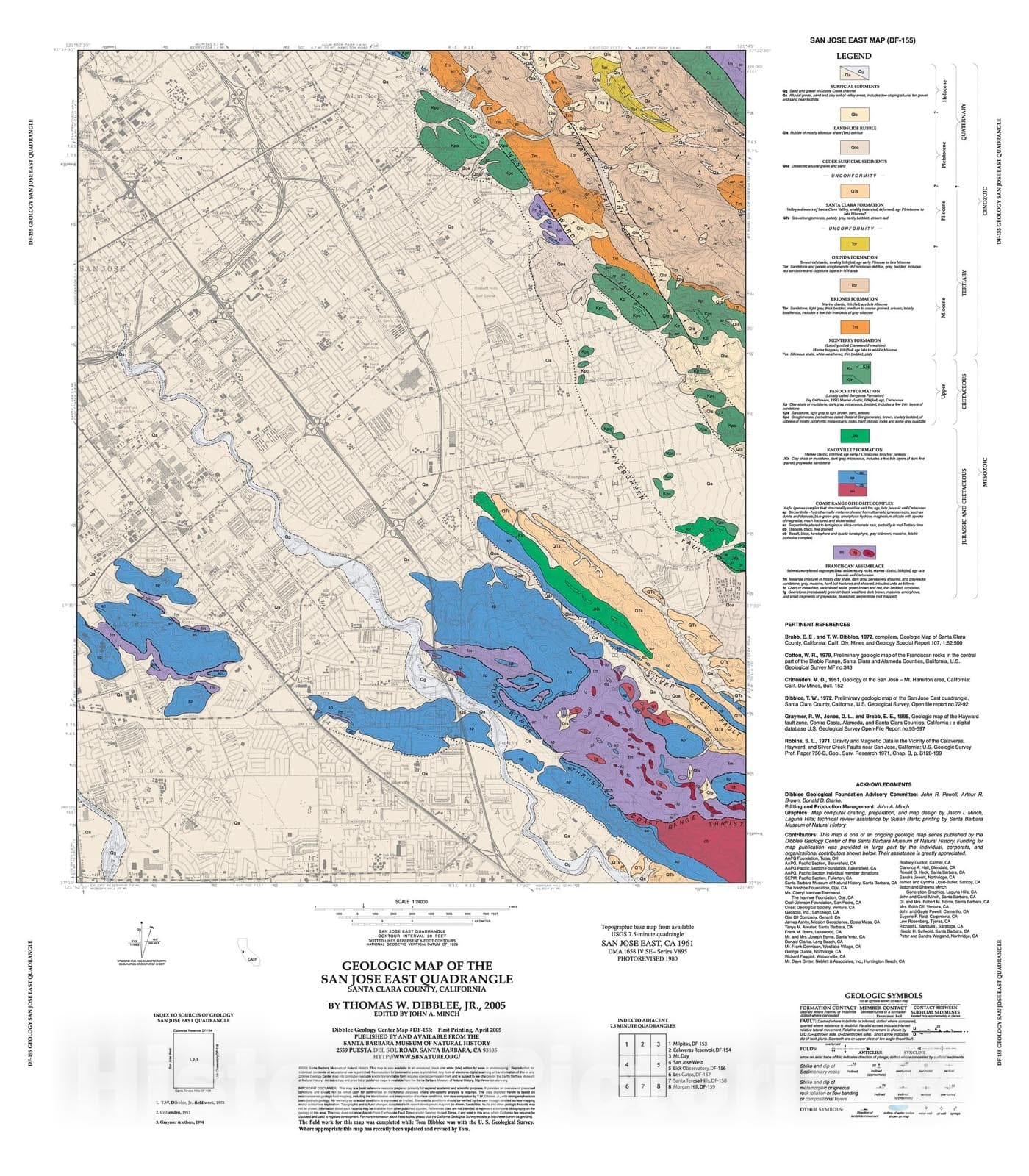 Map : Geologic map of the San Jose East quadrangle, Santa Clara County, California, 2005 Cartography Wall Art :