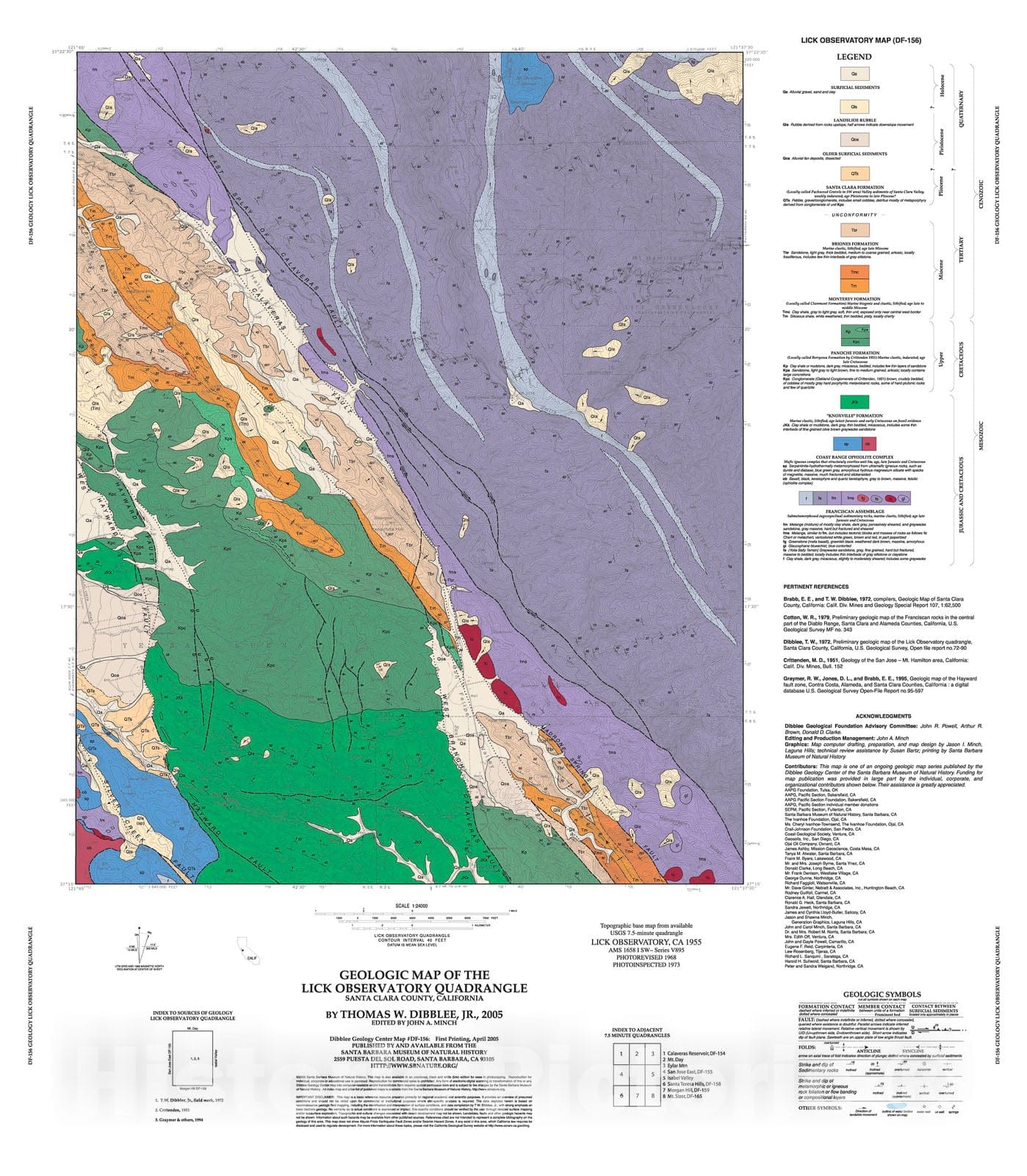 Map : Geologic map of the Lick Observatory quadrangle, Santa Clara County, California, 2005 Cartography Wall Art :