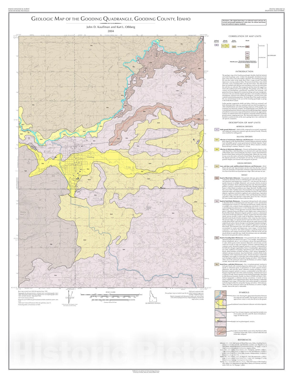 Map : Geologic Map of the Gooding Quadrangle, Gooding County, Idaho, 2004 Cartography Wall Art :