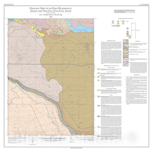 Map : Geologic Map of the Eden Quadrangle, Jerome and Twin Falls Counties, Idaho, 2004 Cartography Wall Art :