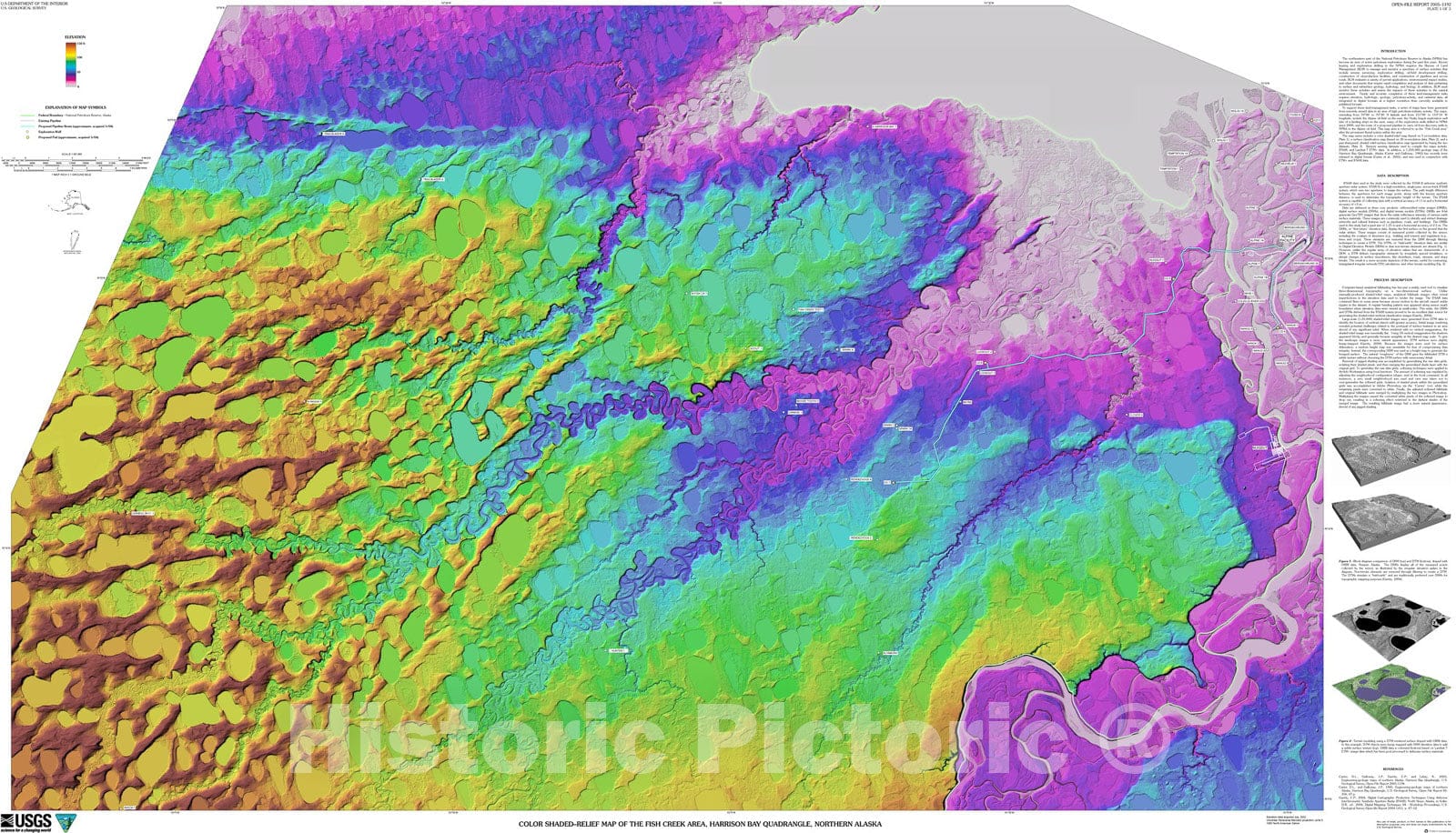 Map : Digital elevation and surface-classification maps of the Fish Creek area, Harrison Bay quadrangle, northern Alaska, 2005 Cartography Wall Art :