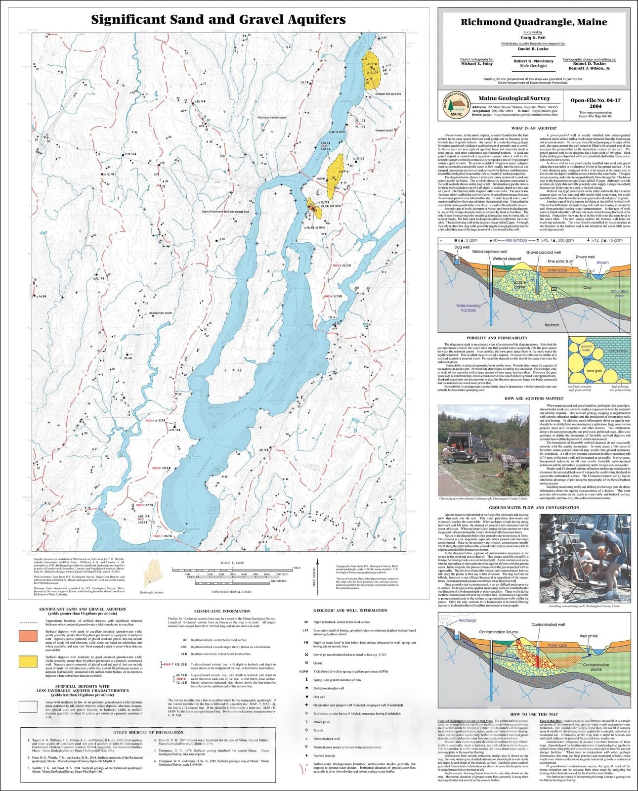 Map : Significant sand and gravel aquifers in the Richmond quadrangle, Maine, 2004 Cartography Wall Art :