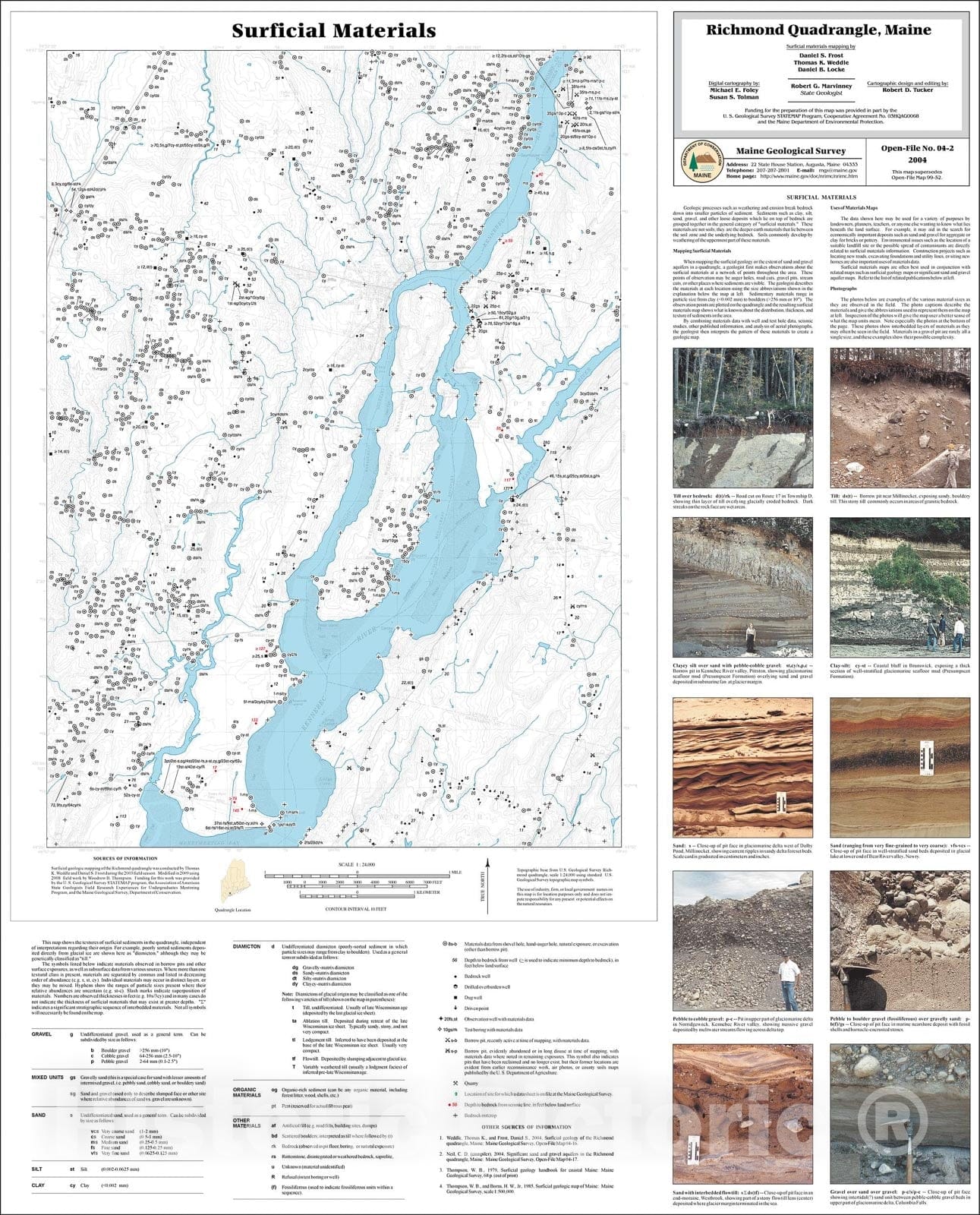 Map : Surficial Materials of the Richmond quadrangle, Maine, 2004 Cartography Wall Art :