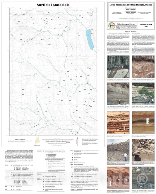 Map : Surficial materials of the Little Machias Lake quadrangle, Maine, 2004 Cartography Wall Art :