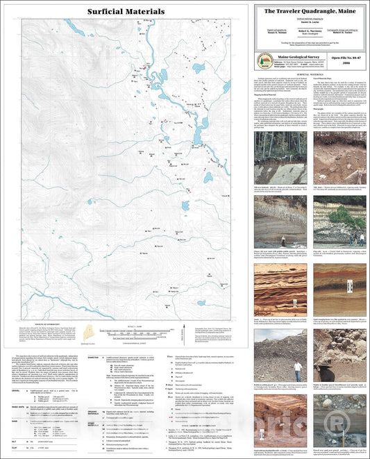 Map : Surficial Materials of The Traveler quadrangle, Maine, 2004 Cartography Wall Art :