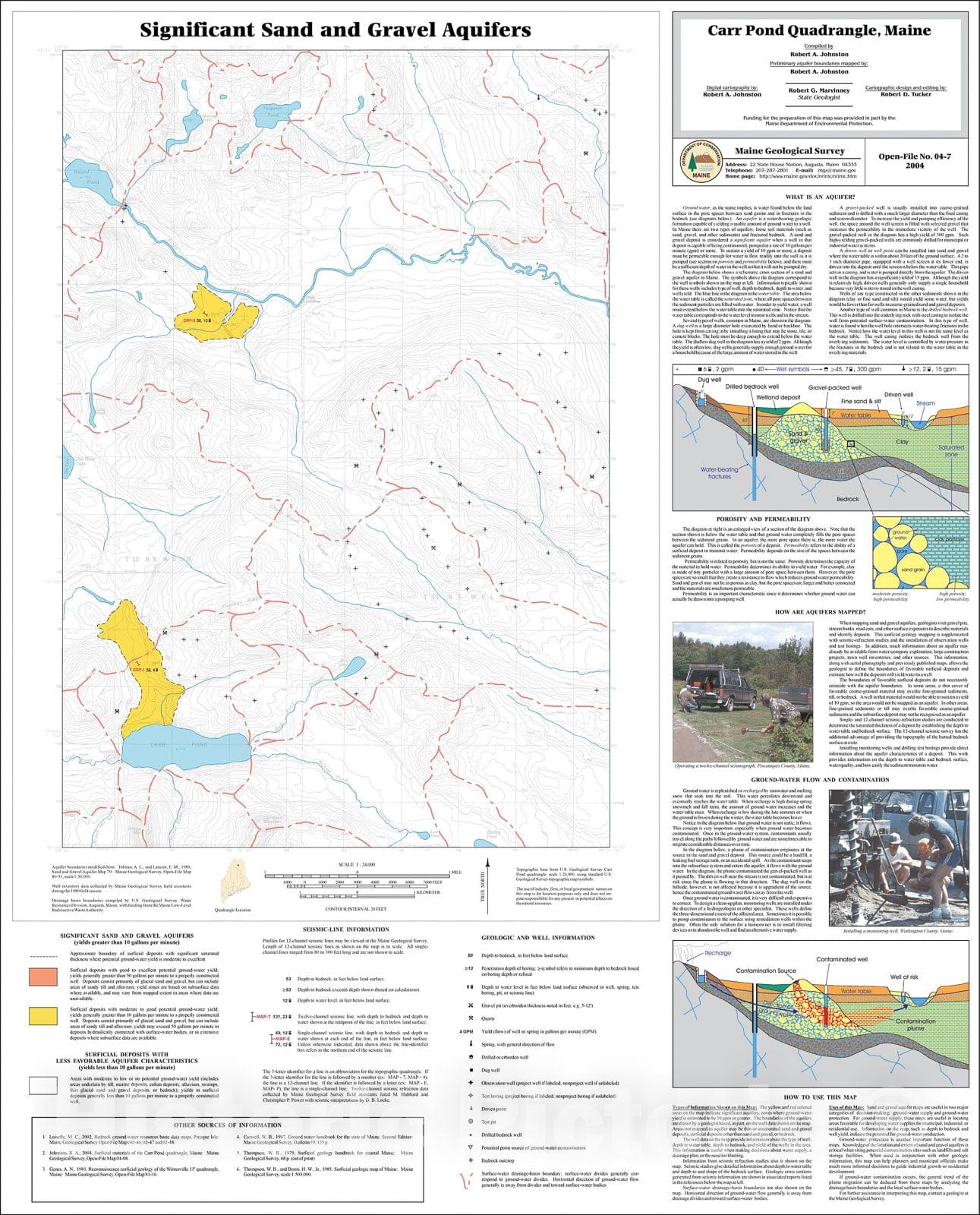 Map : Significant sand and gravel aquifers in the Carr Pond quadrangle, Maine, 2004 Cartography Wall Art :