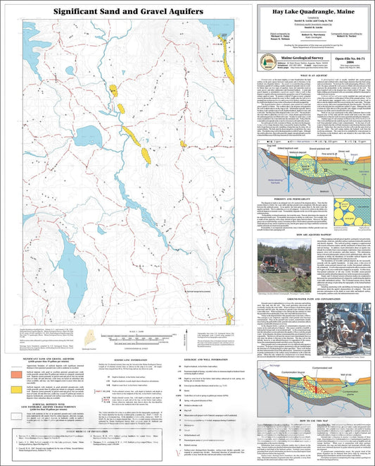 Map : Significant sand and gravel aquifers in the Hay Lake quadrangle, Maine, 2004 Cartography Wall Art :