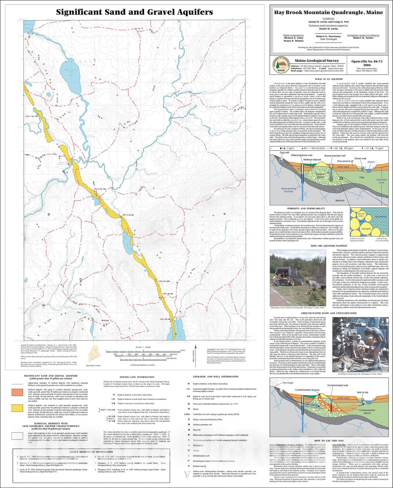 Map : Significant sand and gravel aquifers in the Hay Brook Mountain quadrangle, Maine, 2004 Cartography Wall Art :