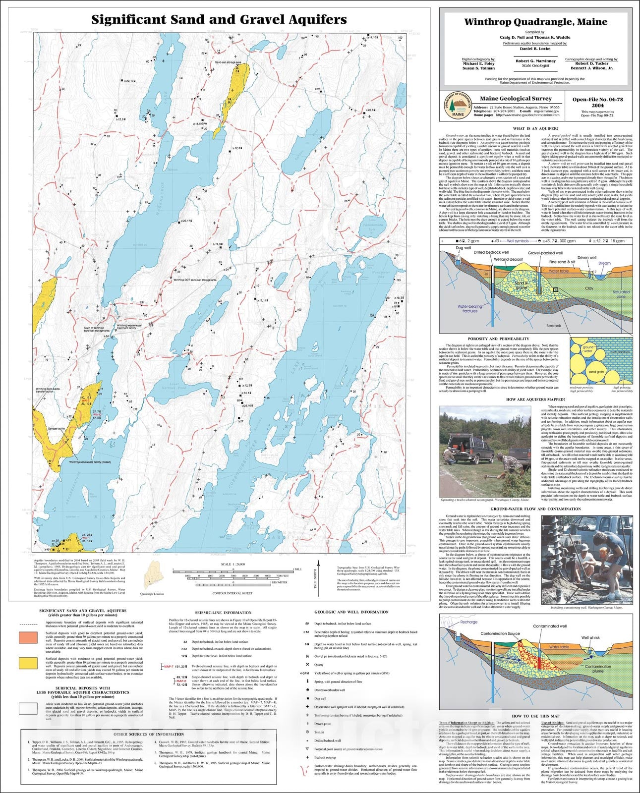 Map : Significant sand and gravel aquifers in the Winthrop quadrangle, Maine, 2004 Cartography Wall Art :