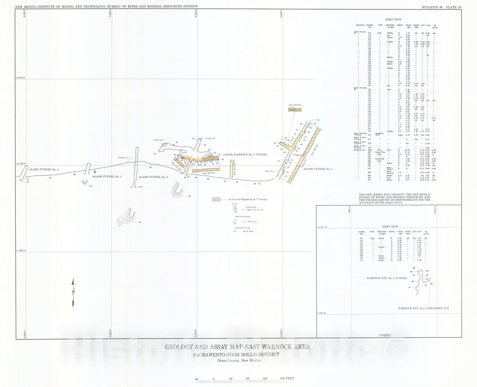 Map : Geology and assay map-East Warnock area, 1965 Cartography Wall Art :