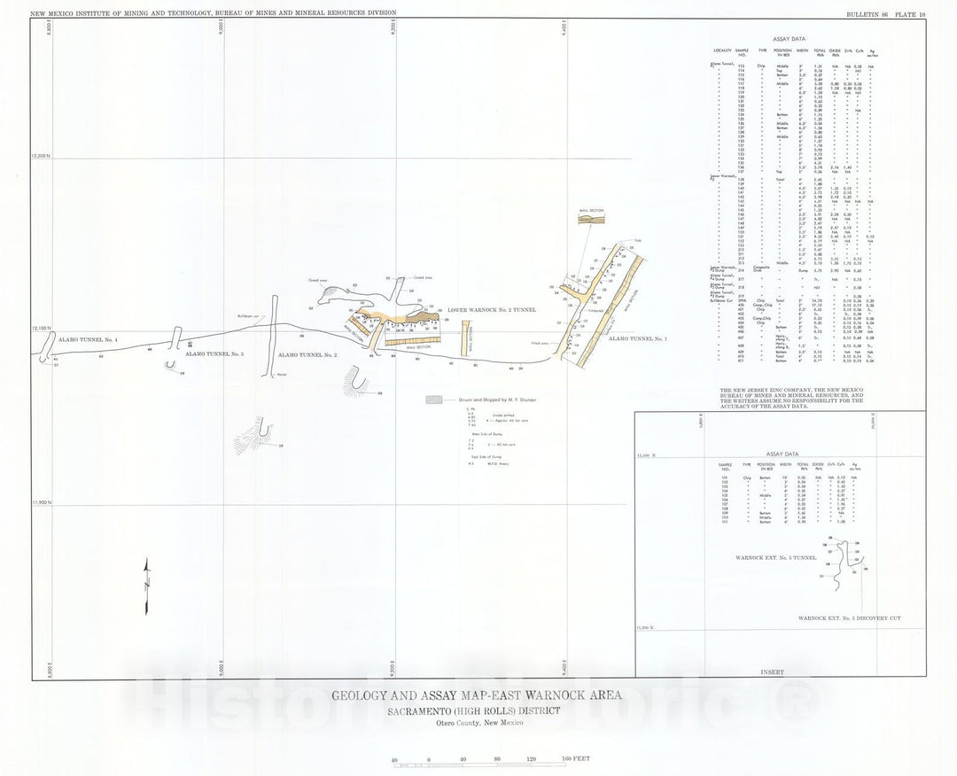 Map : Geology and assay map-East Warnock area, 1965 Cartography Wall Art :