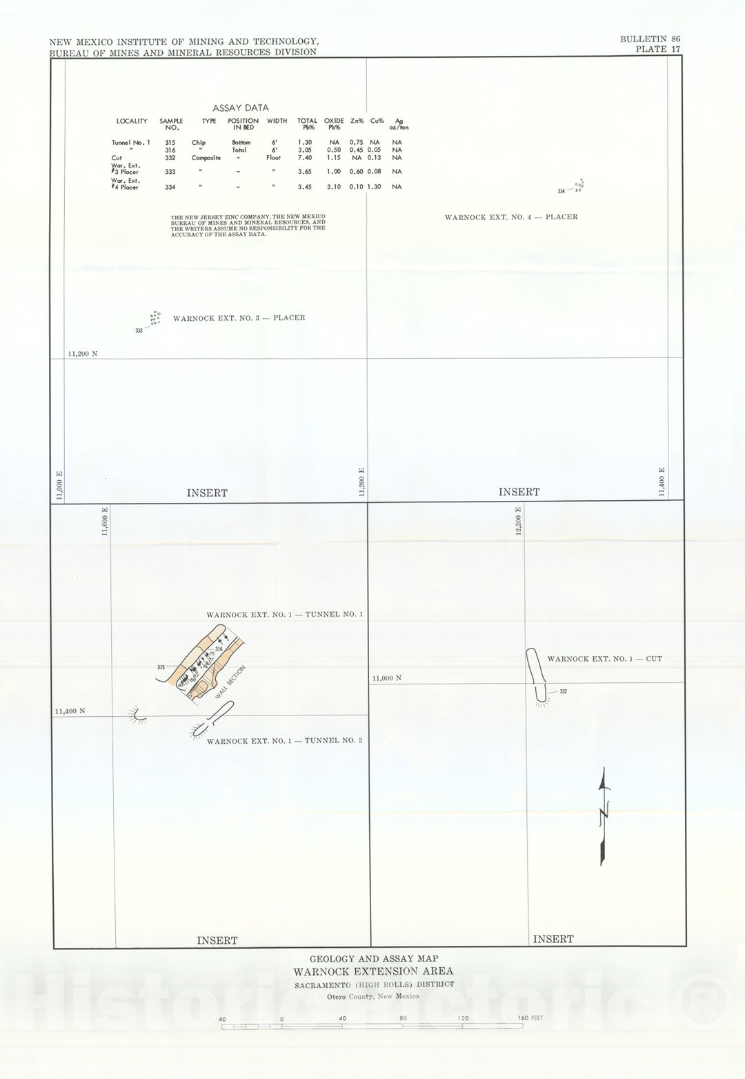 Map : Geology and assay map-Warnock extension area, 1965 Cartography Wall Art :
