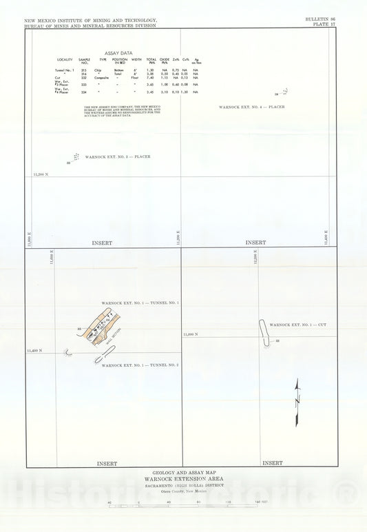 Map : Geology and assay map-Warnock extension area, 1965 Cartography Wall Art :
