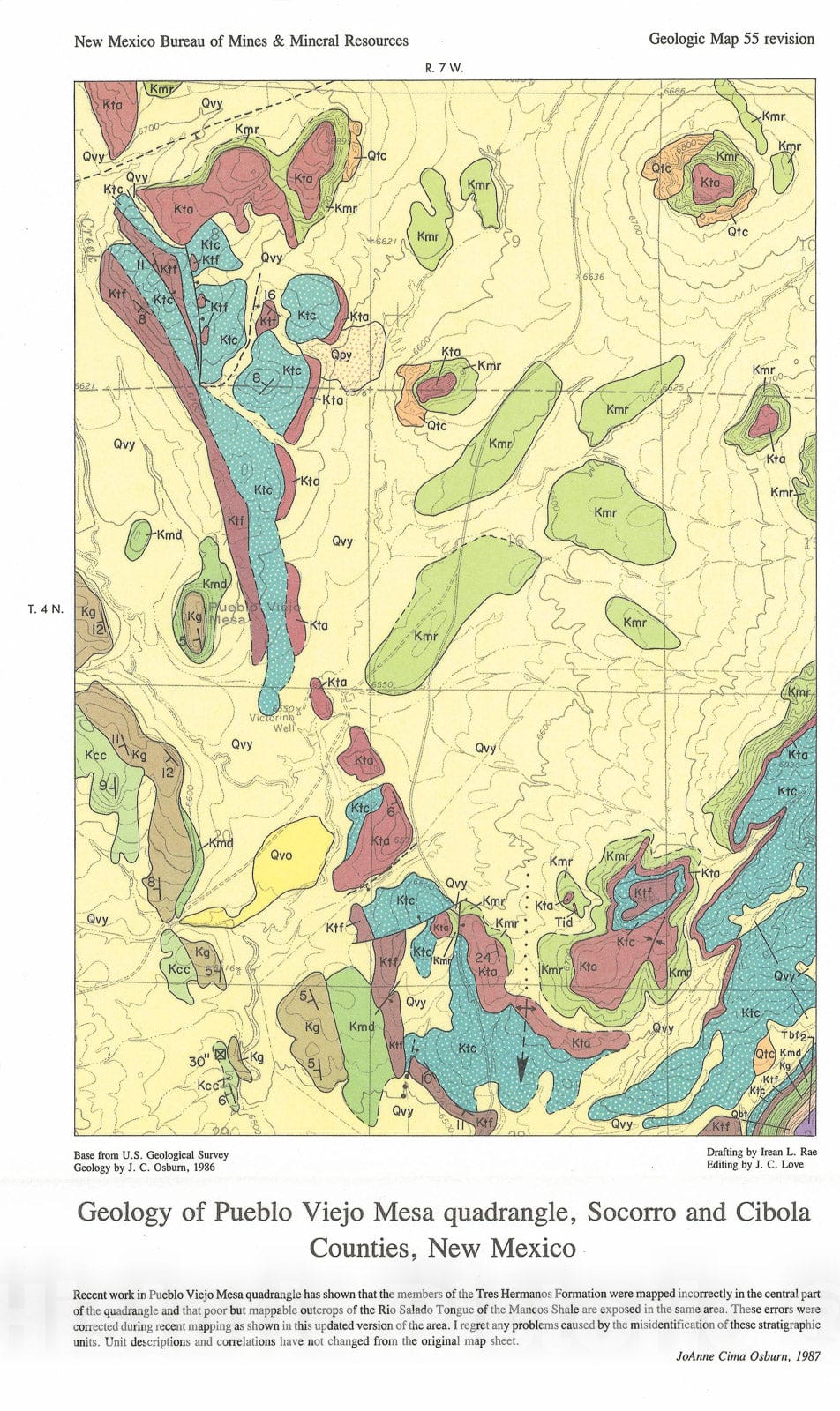 Map : Geology of Pueblo Viejo Mesa quadrangle, Socorro and Cibola Counties, New Mexico [revised 1987], 1984 Cartography Wall Art :