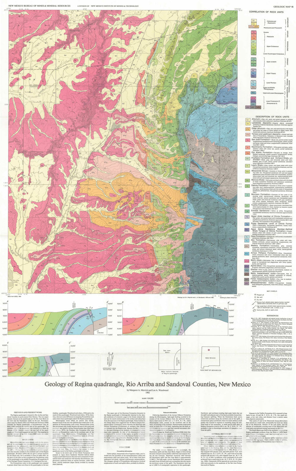 Map : Geology of Regina quadrangle, Rio Arriba and Sandoval Counties, New Mexico, 1982 Cartography Wall Art :