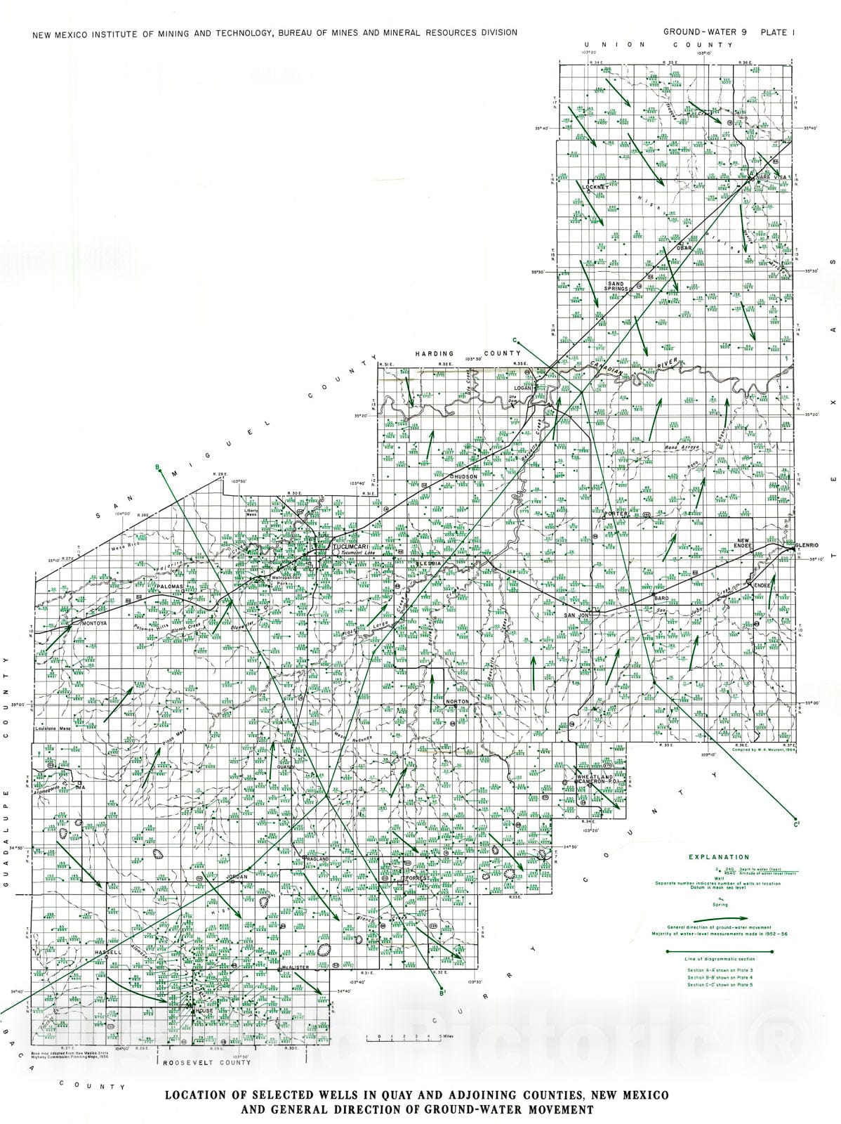 Map : Geologic map of Quay County, New Mexico, 1966 Cartography Wall Art :