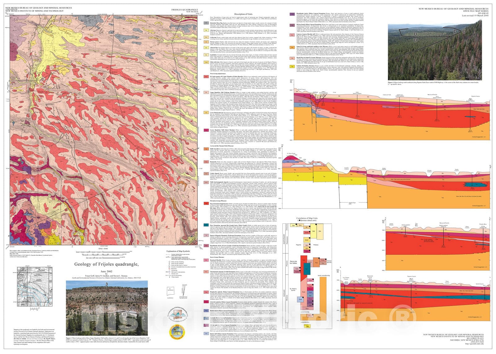 Map : Geology of the Frijoles 7.5-minute quadrangle, Los Alamos and Santa Fe Counties, New Mexico, 2000 Cartography Wall Art :