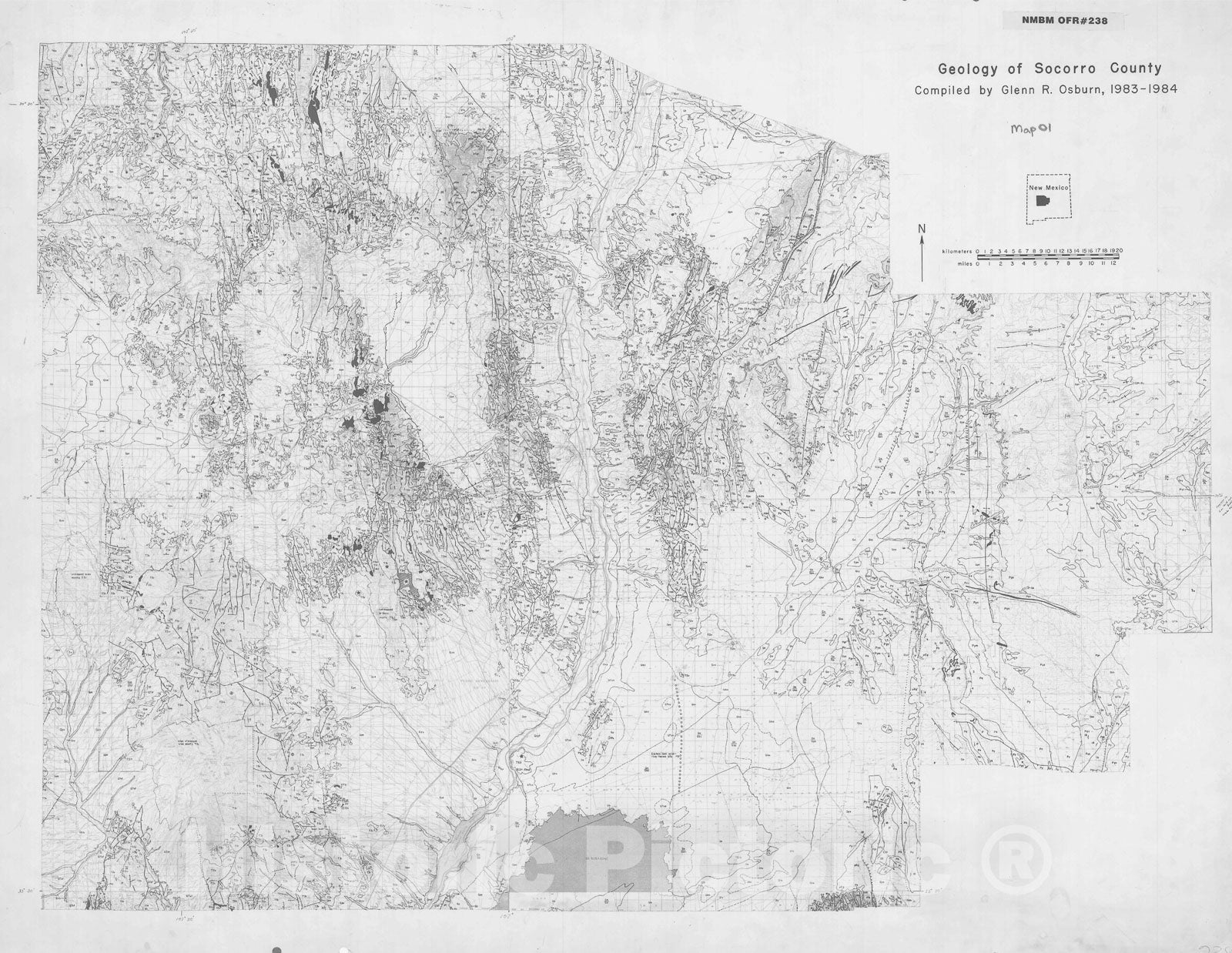 Map : Geology of Socorro County, 1984 Cartography Wall Art :