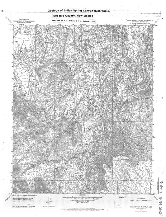 Map : Geology of Indian Spring Canyon quadrangle, Socorro County, New Mexico, 1982 Cartography Wall Art :