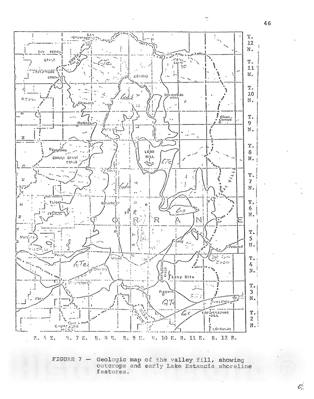 Map : Geologic map of the valley fill, showing outcrops and early Lake Estancia shoreline features, 1973 Cartography Wall Art :