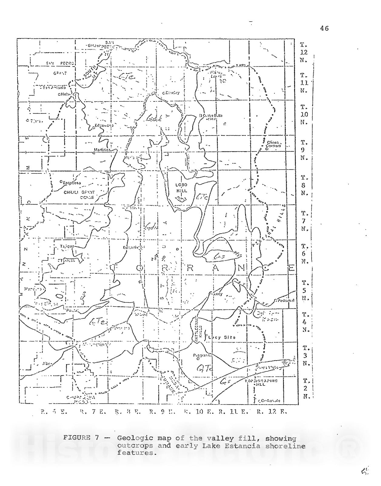 Map : Geologic map of the valley fill, showing outcrops and early Lake Estancia shoreline features, 1973 Cartography Wall Art :