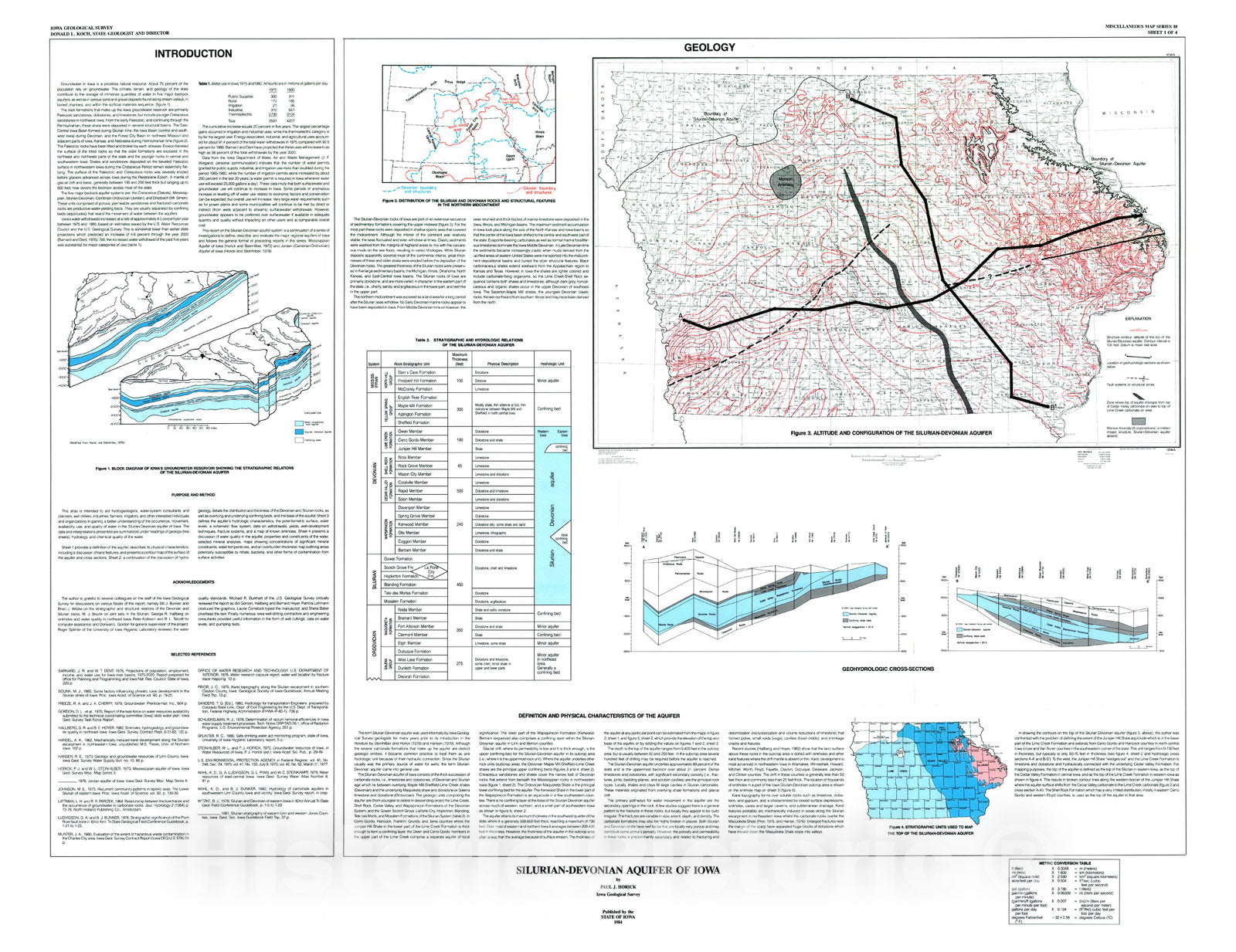 Map : Silurian - Devonian aquifer of Iowa, 1984 Cartography Wall Art :