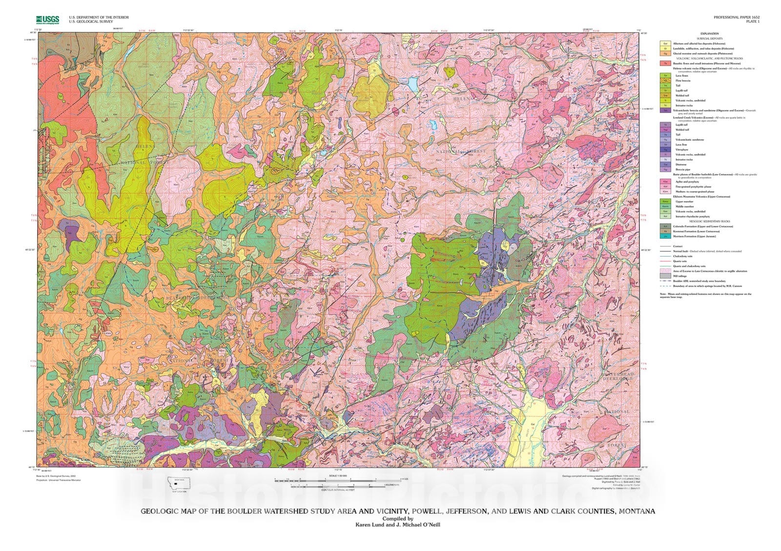 Map : Geologic framework [Boulder and Basin watersheds, Montana], 2005 Cartography Wall Art :