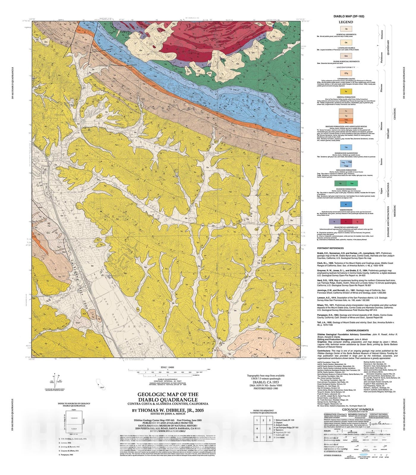 Map : Geologic map of the Diablo quadrangle, Contra Costa and Alameda Counties, California, 2005 Cartography Wall Art :