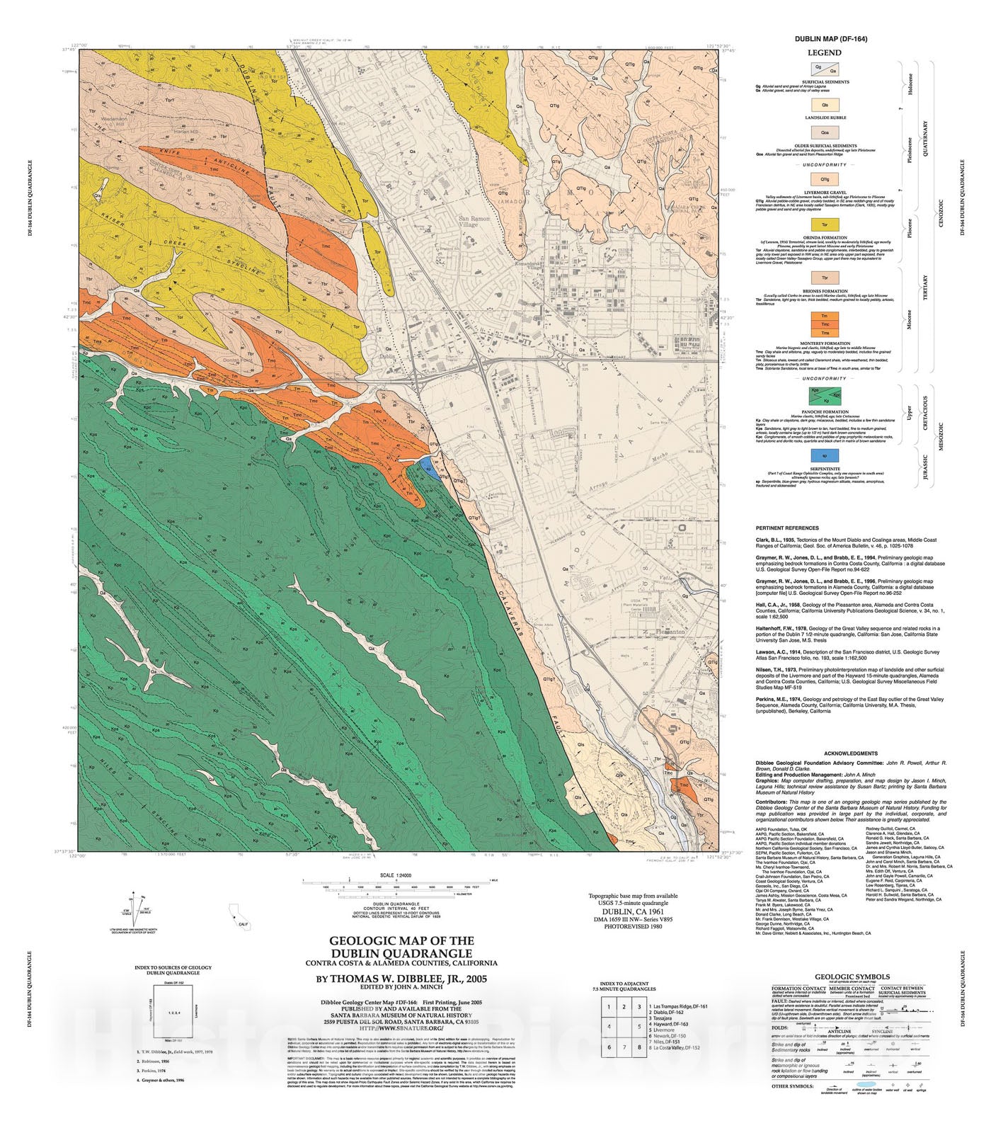 Map : Geologic map of the Dublin quadrangle, Contra Costa and Alameda Counties, California, 2005 Cartography Wall Art :