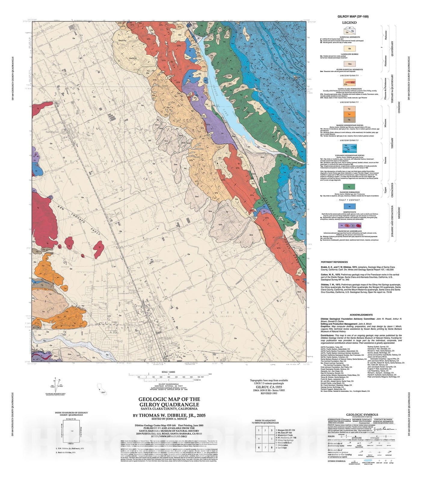 Map : Geologic map of the Gilroy quadrangle, Santa Clara County, California, 2005 Cartography Wall Art :