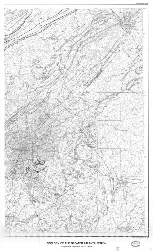 Map : Geology of the greater Atlanta region, 1984 Cartography Wall Art :