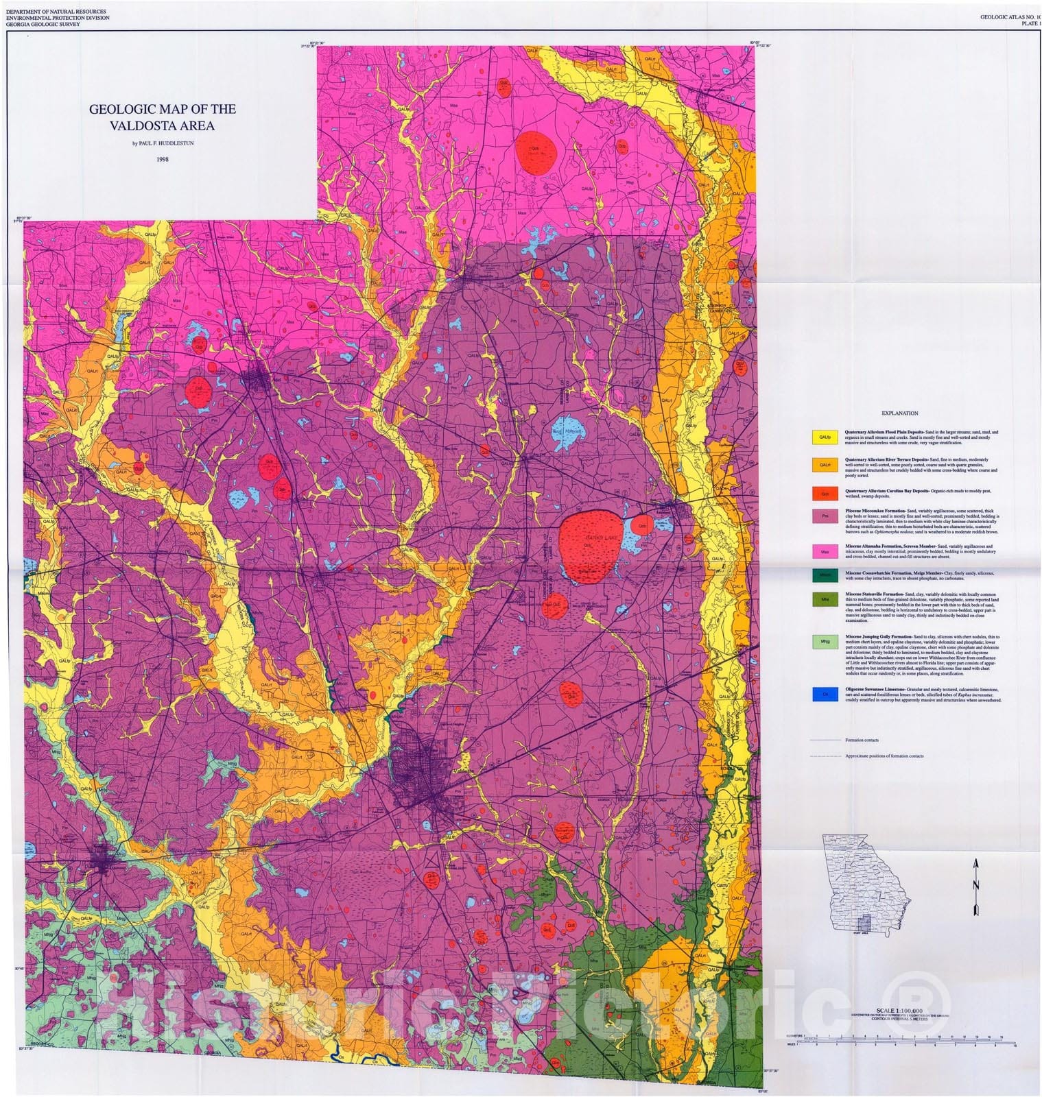 Map : Geologic atlas of the Valdosta area [Georgia], 1997 Cartography Wall Art :