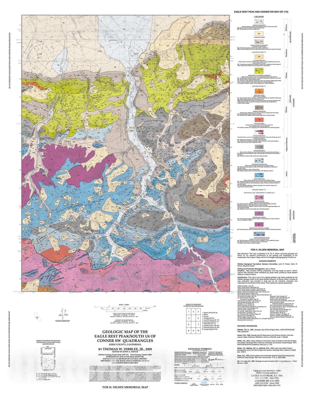 Map : Geologic map of the Eagle Rest Peak/south 1/4 of Conner SW quadrangles, Kern County, California, 2005 Cartography Wall Art :