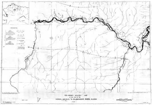 Map : Preliminary report on the stratigraphy and structure of the Kurupa, Colville, and Oolamnagavik Rivers, Alaska, 1946 Cartography Wall Art :