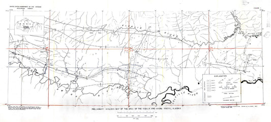 Map : Preliminary report on stratigraphy and structure of the area of Kigalik and Awuna Rivers, Alaska, 1947 Cartography Wall Art :
