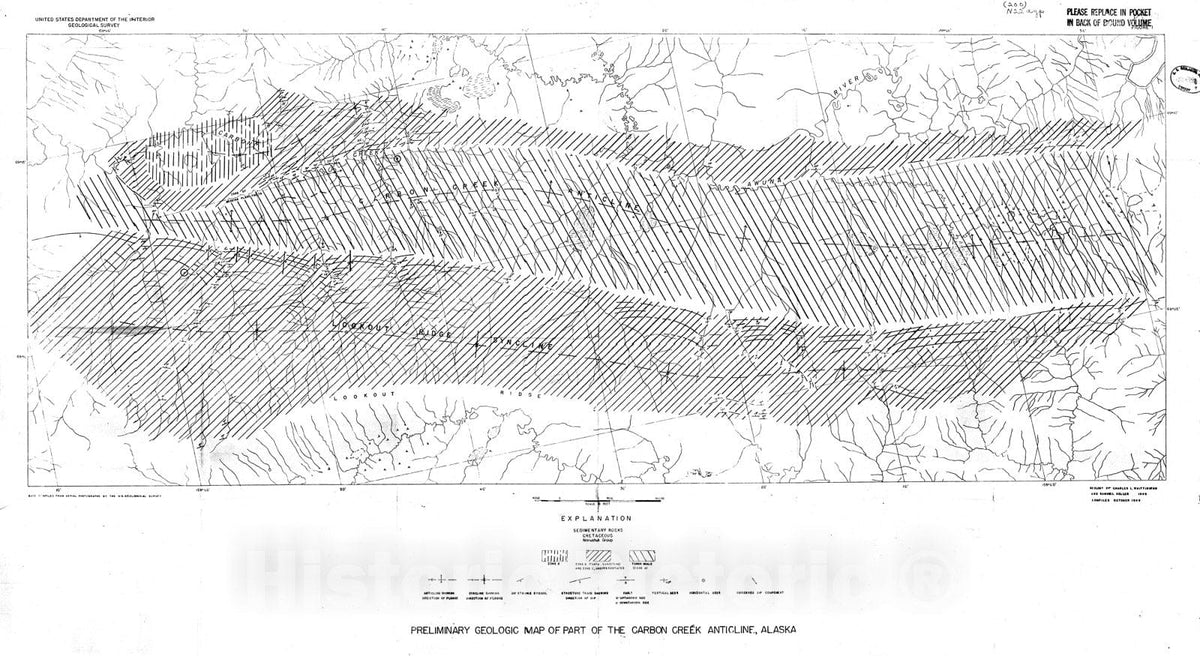 Map : Preliminary reports on the Carbon Creek anticline and on the upper Meade River, Alaska, 1949 Cartography Wall Art :