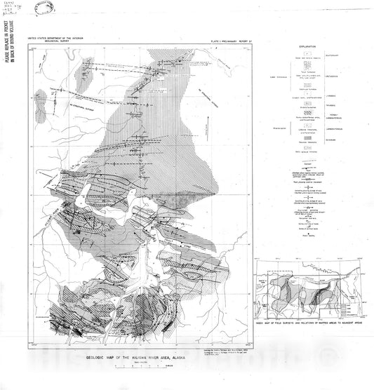 Map : Preliminary report on the stratigraphy and structure of the Kiligwa River area, Alaska, 1951 Cartography Wall Art :