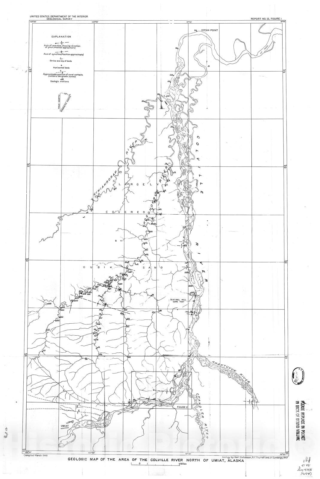 Map : Stratigraphy and structure of the area of the Colville River north of Umiat, Alaska, 1948 Cartography Wall Art :