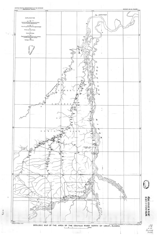 Map : Stratigraphy and structure of the area of the Colville River north of Umiat, Alaska, 1948 Cartography Wall Art :
