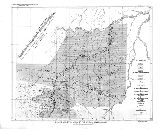 Map : Stratigraphy and structure of the area of the Ipnavik River, Alaska, 1948 Cartography Wall Art :