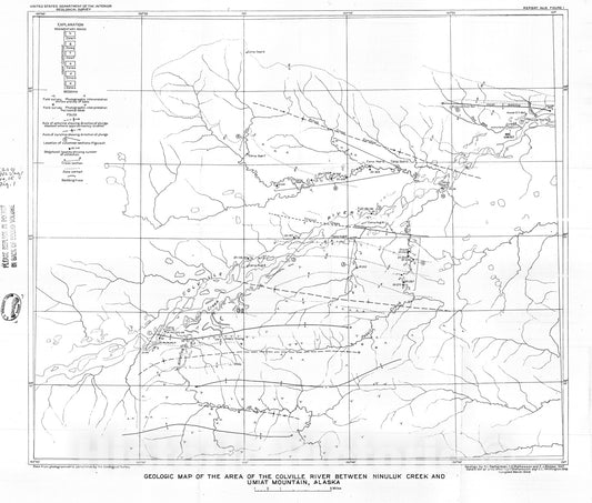 Map : Stratigraphy and structure of the area of the Colville River between Ninuluk Creek and Umiat Mountain, Alaska, 1948 Cartography Wall Art :