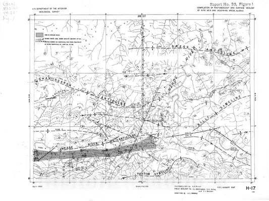 Map : Stratigraphy and structure of the area of the upper Meade River, Alaska, 1950 Cartography Wall Art :