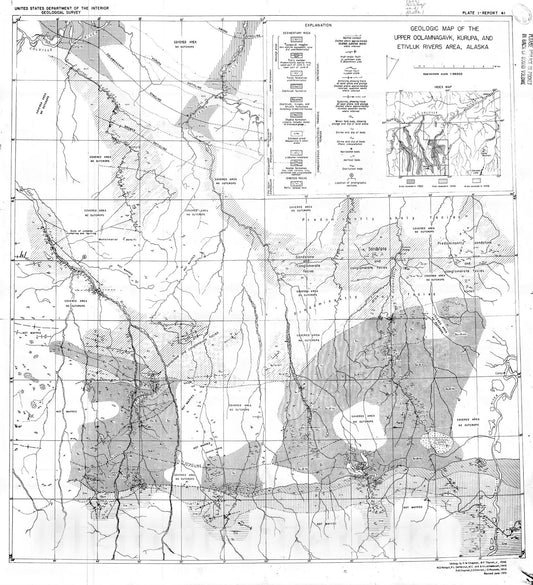Map : Stratigraphy and structure of the upper Oolamnagavik, Kurupa, and Etivluk Rivers area, Alaska, 1951 Cartography Wall Art :