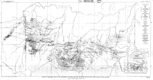 Map : Stratigraphy and structure of the southern foothills section between the Etivluk and Kiligua Rivers [northern Brooks Range], 1951 Cartography Wall Art :